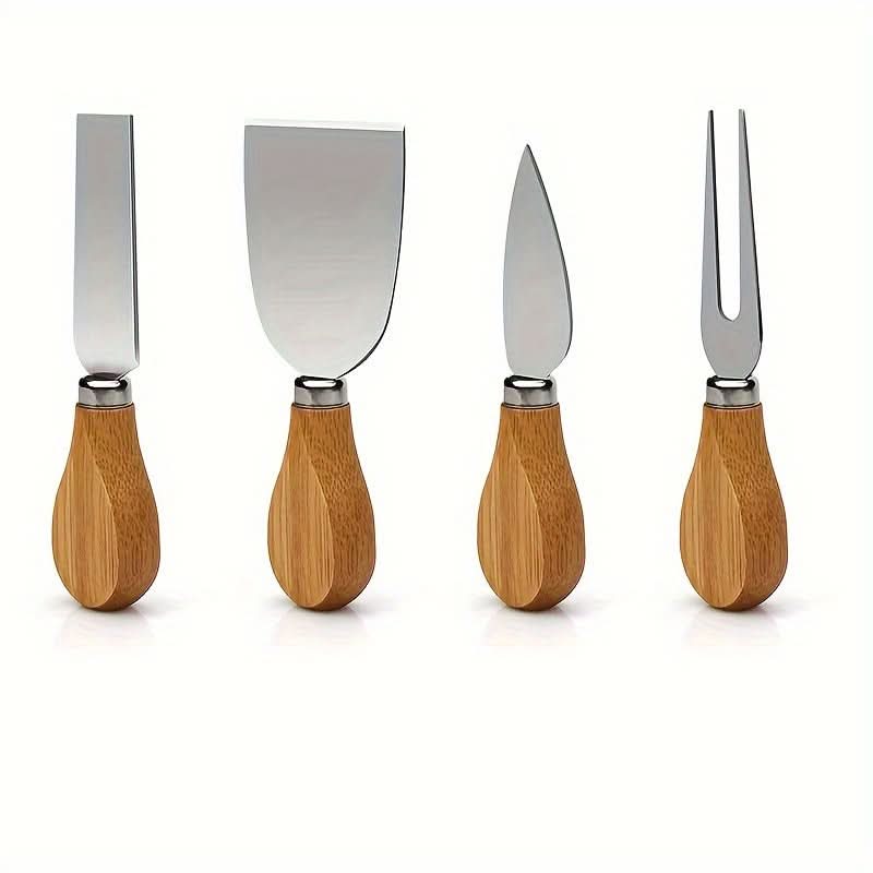 Bamboo Cheese Board Portable Drawer Storage All-In-One with Cutlery Set