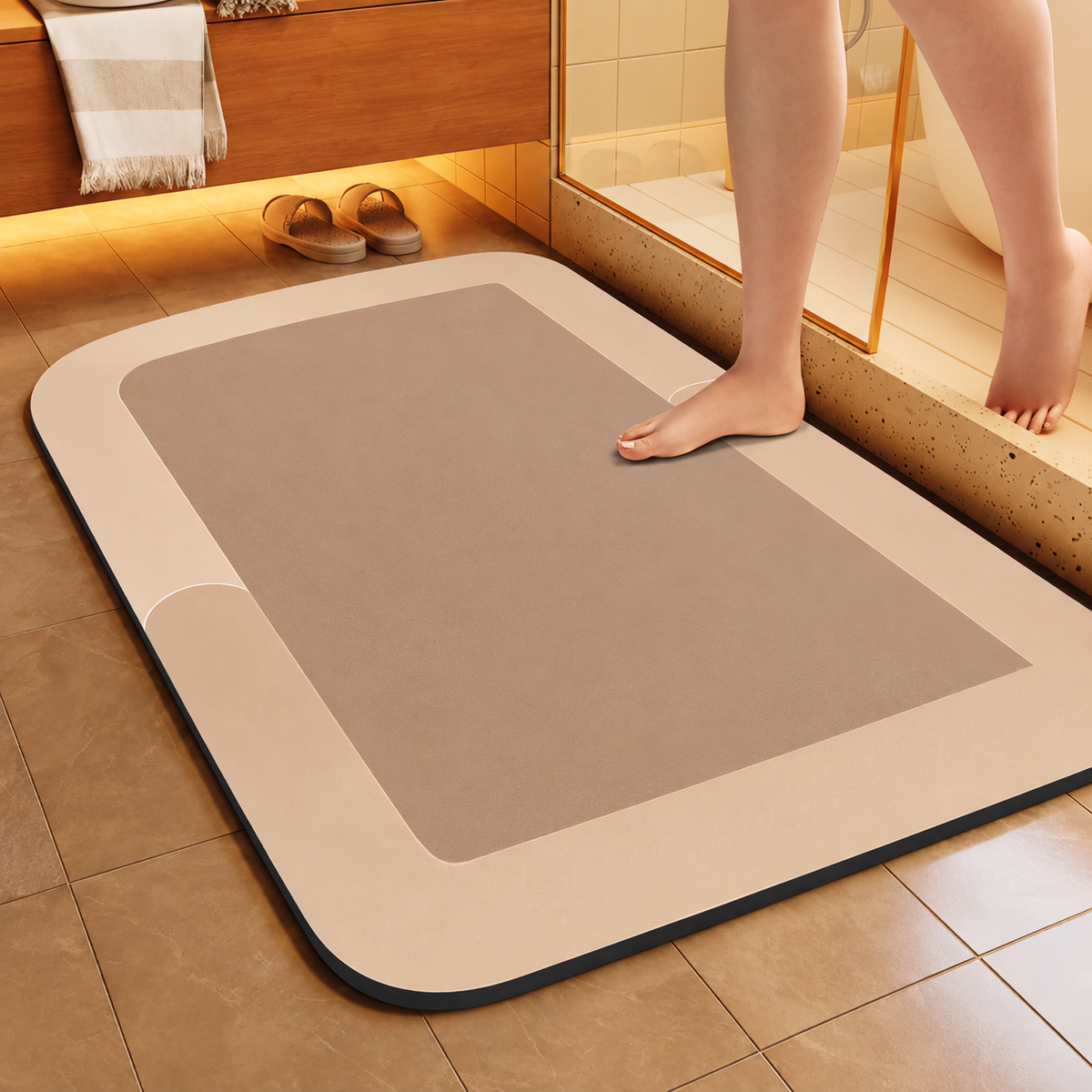 Bath Mat Diatomite Foam Core, Non-Slip Rubber Base | 4 Sizes, 6 Colours, 4 Shapes | Quick-Drying & Water-Absorbent
