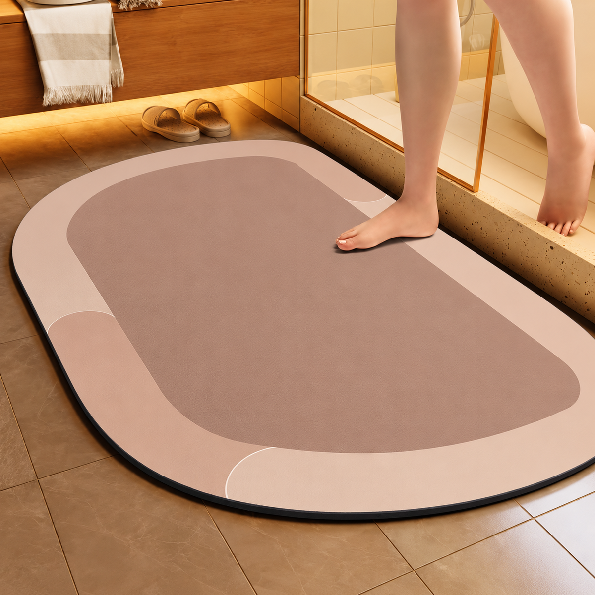 Bath Mat Diatomite Foam Core, Non-Slip Rubber Base | 4 Sizes, 6 Colours, 4 Shapes | Quick-Drying & Water-Absorbent
