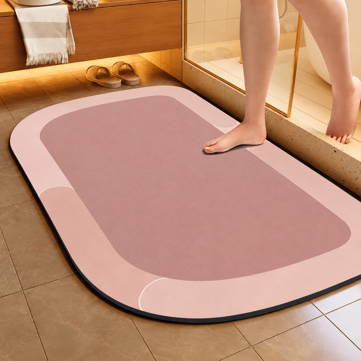 Bath Mat Diatomite Foam Core, Non-Slip Rubber Base | 4 Sizes, 6 Colours, 4 Shapes | Quick-Drying & Water-Absorbent