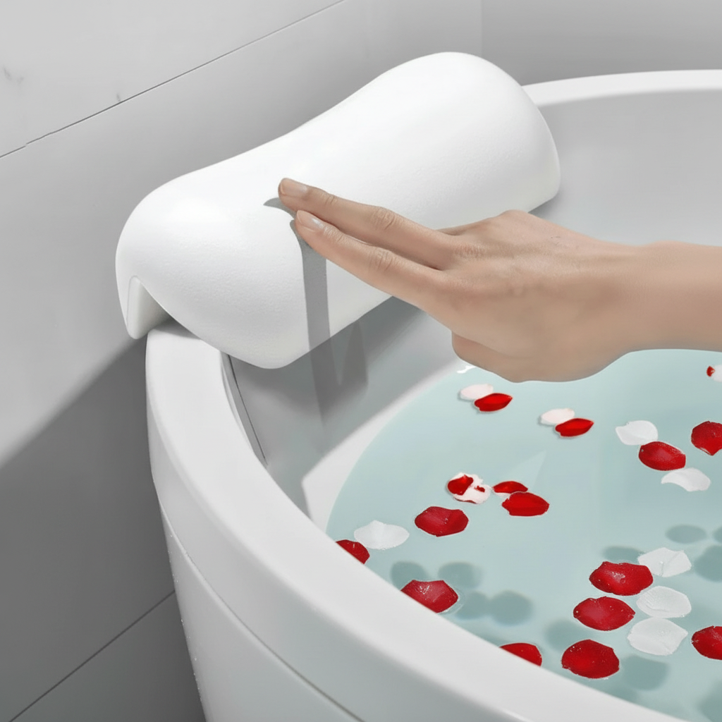 Bath Pillow Ergonomic Non-Slip Water-Repellent Foam with Neck Support