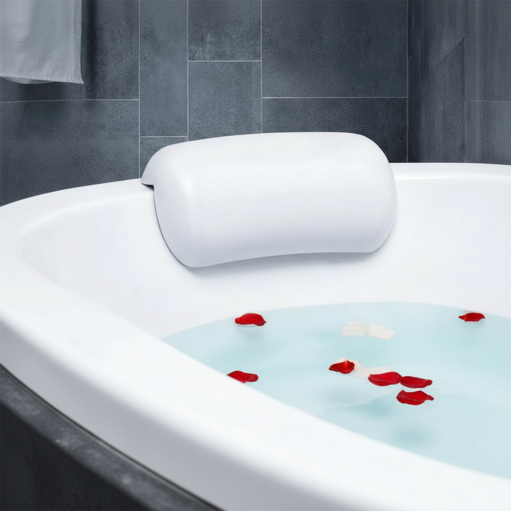 Bath Pillow Ergonomic Non-Slip Water-Repellent Foam with Neck Support