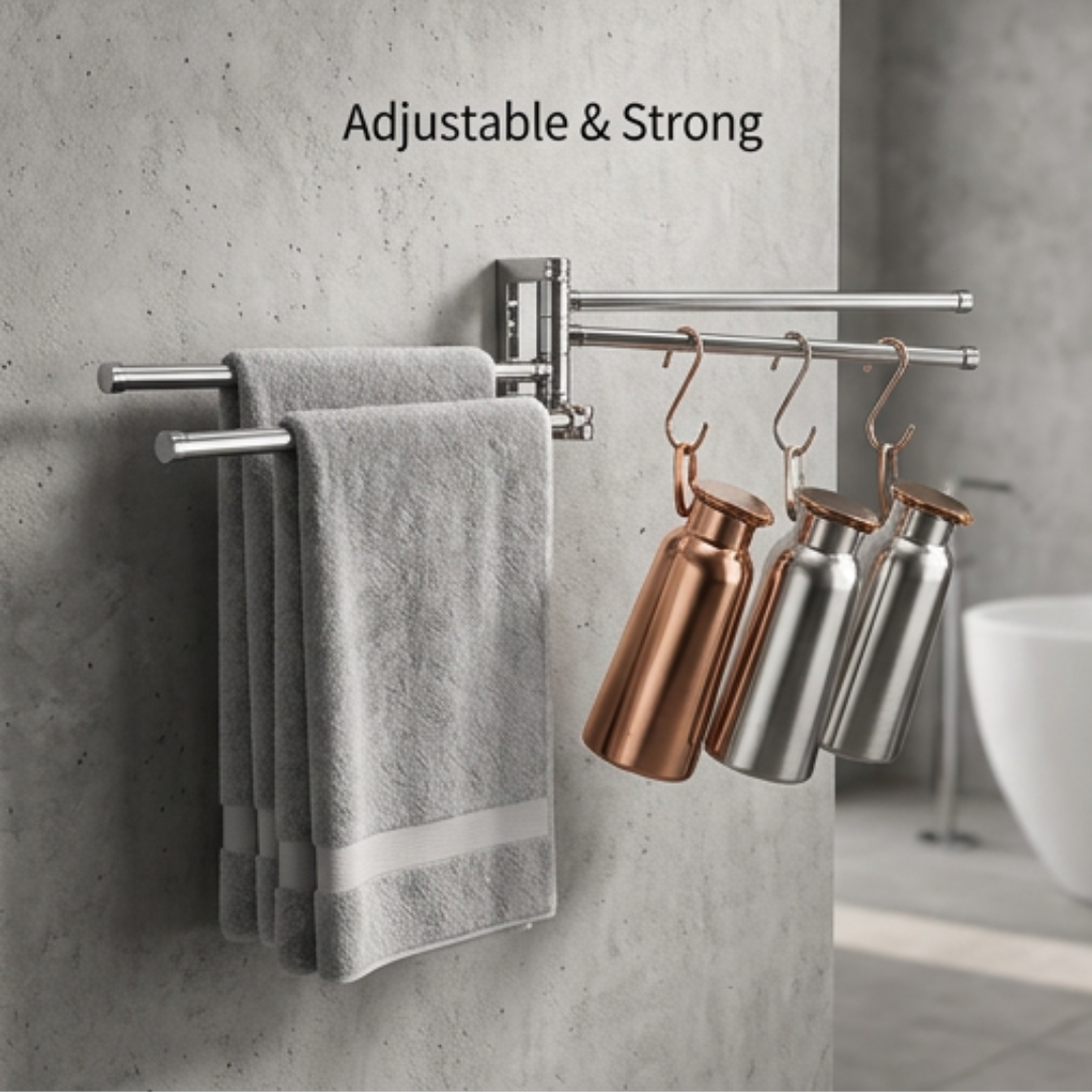 Bathroom Towel Holder | FlexiDry Swivel Suction-Cup Towel Rack
