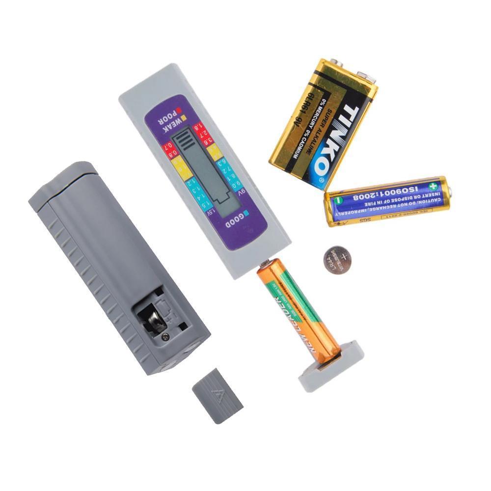 Battery Tester Universal Checker | Tests AA AAA 9V Button Cell Batteries | Colour-Coded Charge Level Indicator