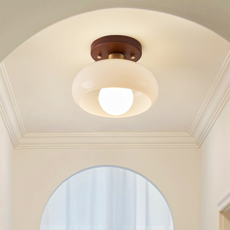 Bauhaus Ceiling Light | Rounded Drum Shade, Warm Glow