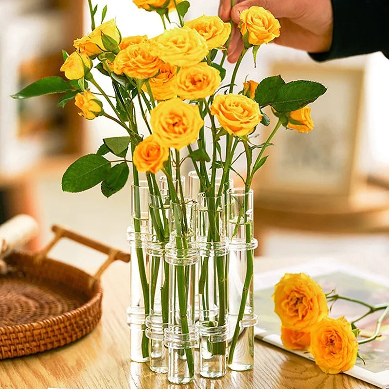 Bendable Glass Vase Set of 6 or 8 Pieces | Flexible Twistable Design | Smooth Rounded Edges for Safe Flower Arranging