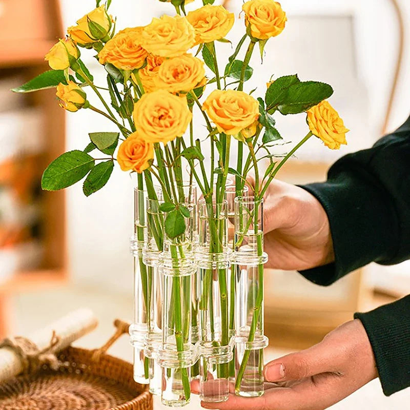 Bendable Glass Vase Set of 6 or 8 Pieces | Flexible Twistable Design | Smooth Rounded Edges for Safe Flower Arranging