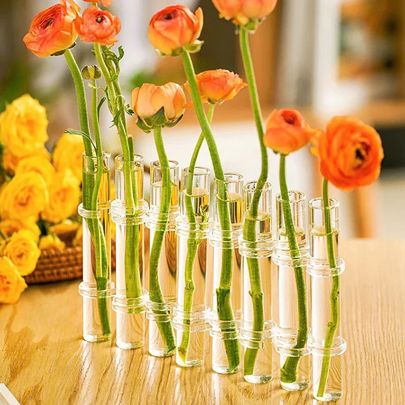 Bendable Glass Vase Set of 6 or 8 Pieces | Flexible Twistable Design | Smooth Rounded Edges for Safe Flower Arranging