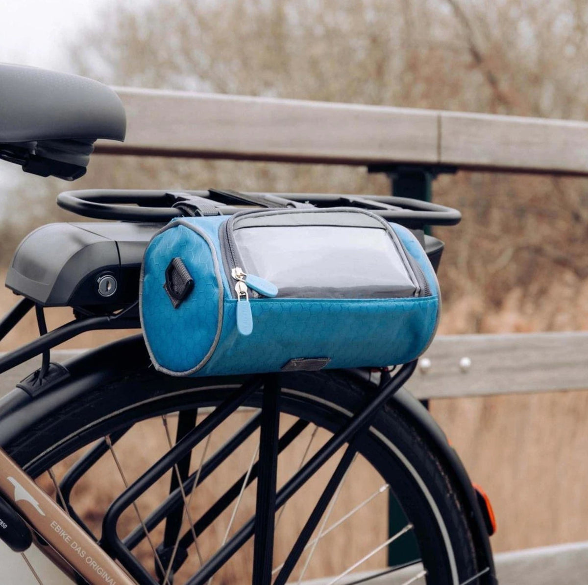 Bike Handlebar Storage Bag | Touchscreen Phone Window, 22 x 12 x 12.5 cm | Waterproof Nylon, Hook-and-Loop Mount