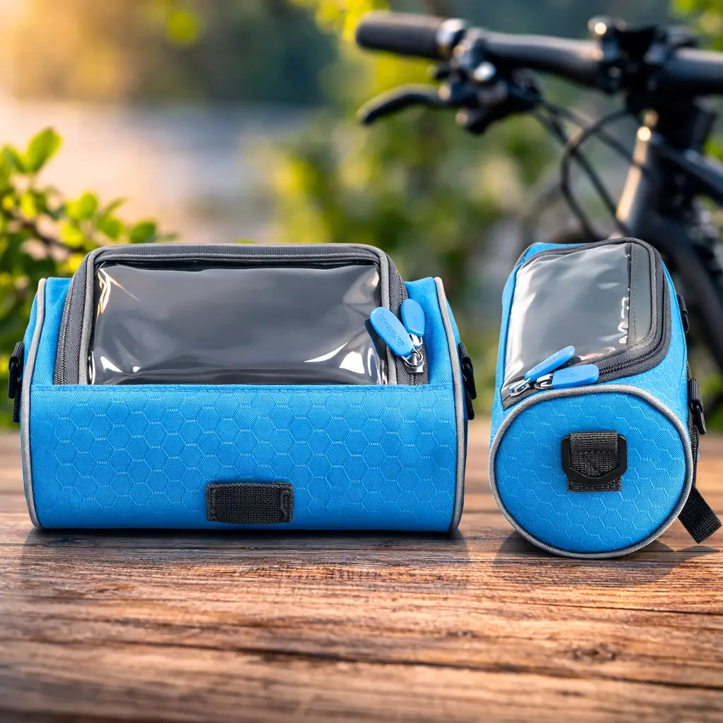 Bike Handlebar Storage Bag | Touchscreen Phone Window, 22 x 12 x 12.5 cm | Waterproof Nylon, Hook-and-Loop Mount