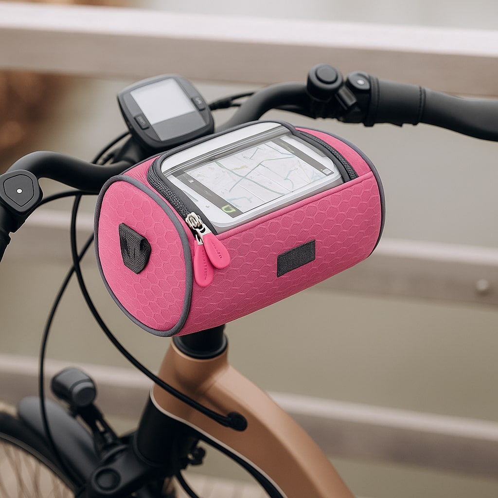 Bike Handlebar Storage Bag | Touchscreen Phone Window, 22 x 12 x 12.5 cm | Waterproof Nylon, Hook-and-Loop Mount