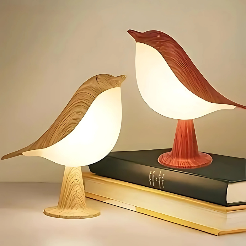 Bird-Shaped Aroma Diffuser Lamp ABS with Wooden Optic | USB-C Rechargeable, 3 Light Modes | Cordless Relaxation Lighting