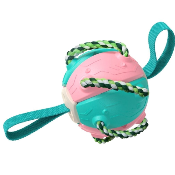 Bouncing Frisbee Ball Interactive Dog Toy | Converts to Ball in Seconds | Cotton Rope Chew Boosts Oral Health and Grip
