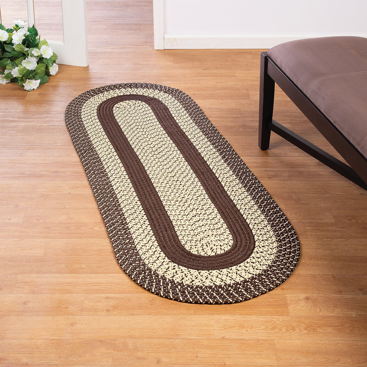 Braided Rug Polyester | Round, Oval & Runner Sizes 20"x30" to 5' x 7' | Reversible Two-Tone Country Design, 5 Colours