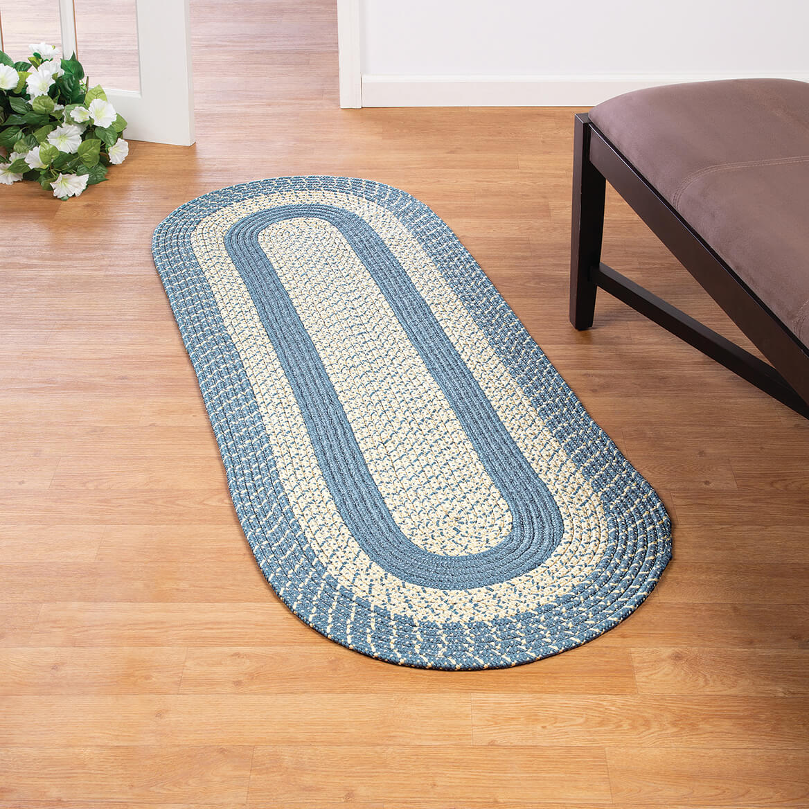 Braided Rug Polyester | Round, Oval & Runner Sizes 20"x30" to 5' x 7' | Reversible Two-Tone Country Design, 5 Colours
