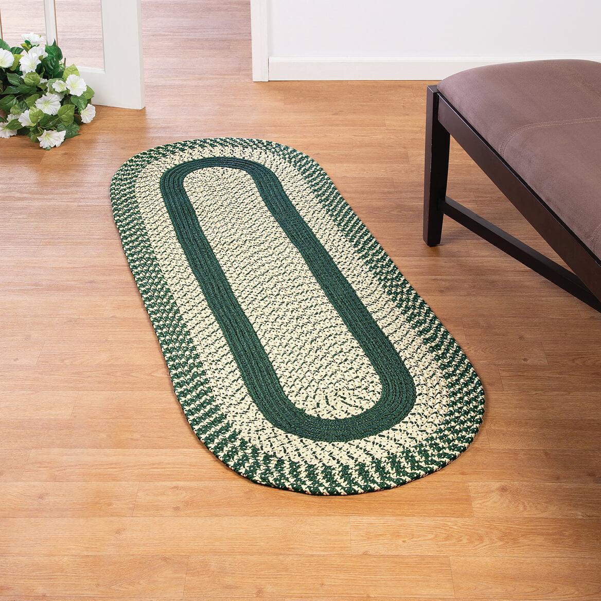 Braided Rug Polyester | Round, Oval & Runner Sizes 20"x30" to 5' x 7' | Reversible Two-Tone Country Design, 5 Colours