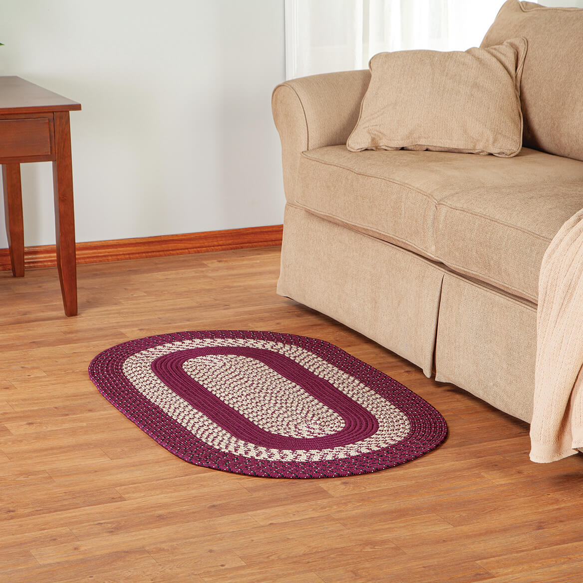 Braided Rug Polyester | Round, Oval & Runner Sizes 20"x30" to 5' x 7' | Reversible Two-Tone Country Design, 5 Colours