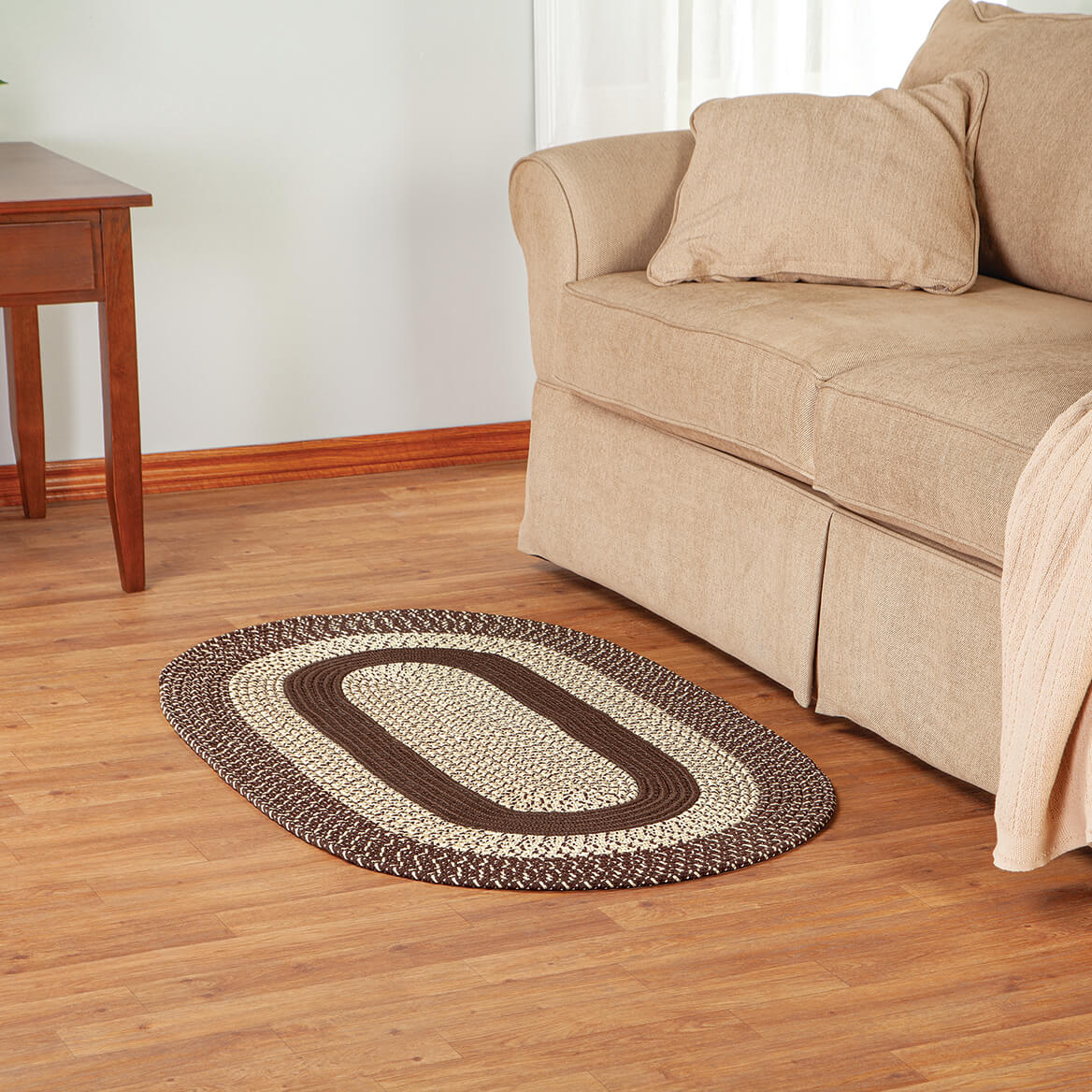 Braided Rug Polyester | Round, Oval & Runner Sizes 20"x30" to 5' x 7' | Reversible Two-Tone Country Design, 5 Colours