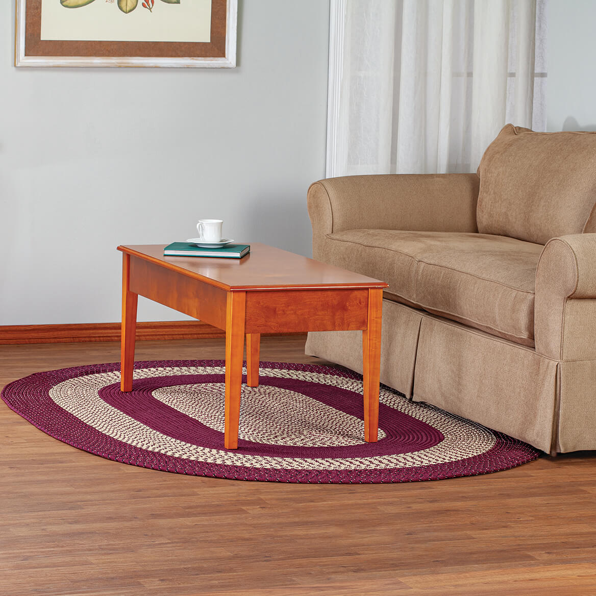 Braided Rug Polyester | Round, Oval & Runner Sizes 20"x30" to 5' x 7' | Reversible Two-Tone Country Design, 5 Colours