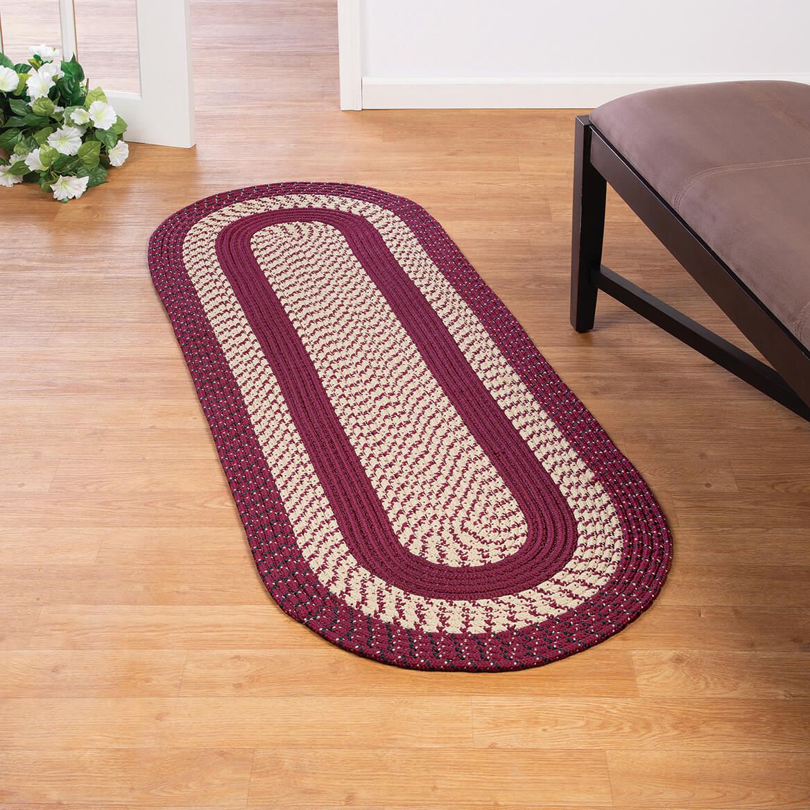 Braided Rug Polyester | Round, Oval & Runner Sizes 20"x30" to 5' x 7' | Reversible Two-Tone Country Design, 5 Colours