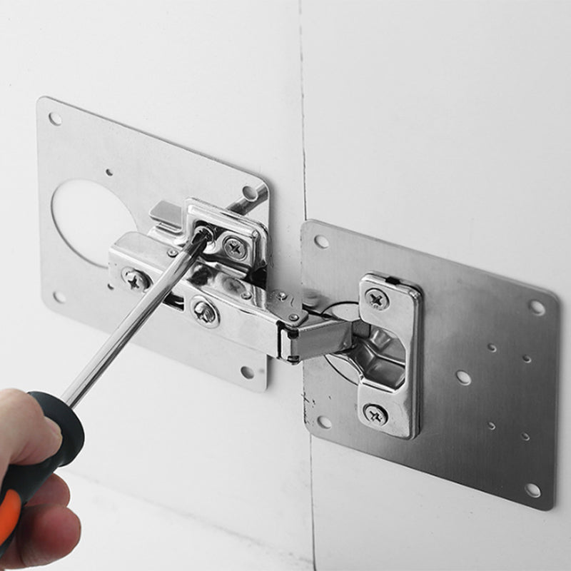 Cabinet Door Hinge Set Stainless Steel | Soft-Close Damper Mechanism | Quiet Closing for Folding Cabinet Doors with Fixing Plates