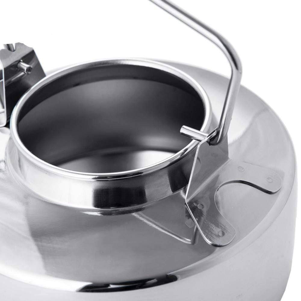 Camping Kettle Stainless Steel | 1 Litre Capacity, 16.5 x 16.5 x 11.8 cm | Compact Semi-Round Design for Easy Packing
