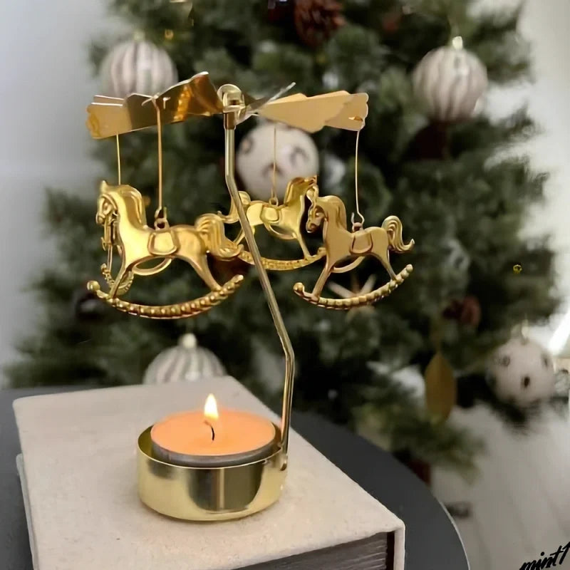 Candle Carousel Alloy Spinner 16.5 x 8 x 5 cm | Fawn, Fairy, Angel, Unicorn Styles | Heat-Powered Rotating Display