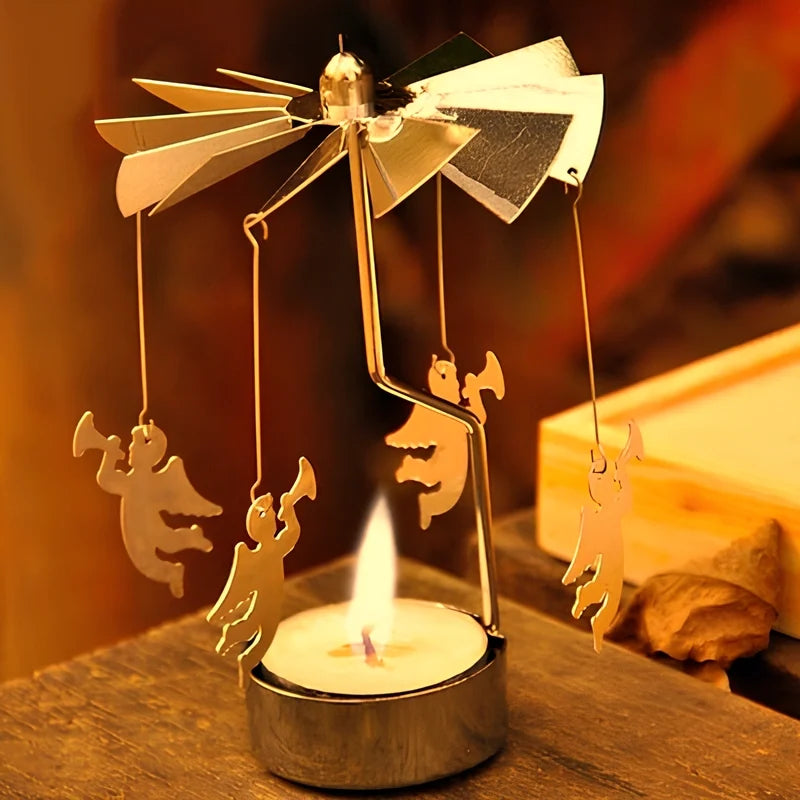 Candle Carousel Alloy Spinner 16.5 x 8 x 5 cm | Fawn, Fairy, Angel, Unicorn Styles | Heat-Powered Rotating Display