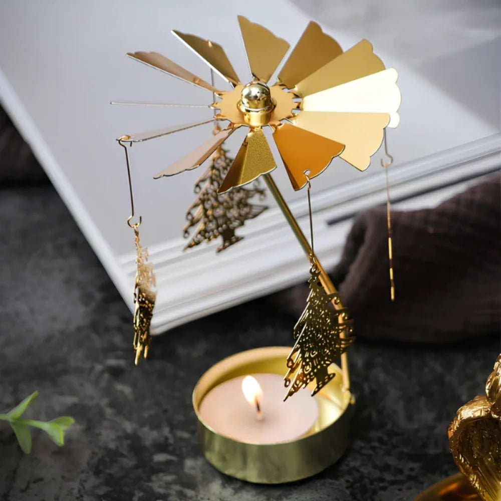 Candle Carousel Alloy Spinner 16.5 x 8 x 5 cm | Fawn, Fairy, Angel, Unicorn Styles | Heat-Powered Rotating Display