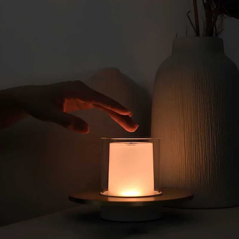 Candle Lamp Steel | Gesture-Control Dimming | Cordless Rechargeable, Gold or Silver, 10-18 Hour Battery