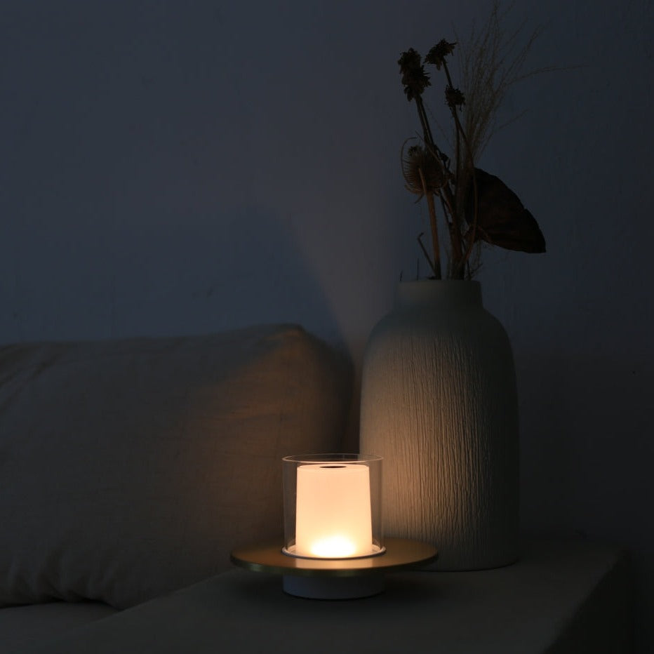 Candle Lamp Steel | Gesture-Control Dimming | Cordless Rechargeable, Gold or Silver, 10-18 Hour Battery