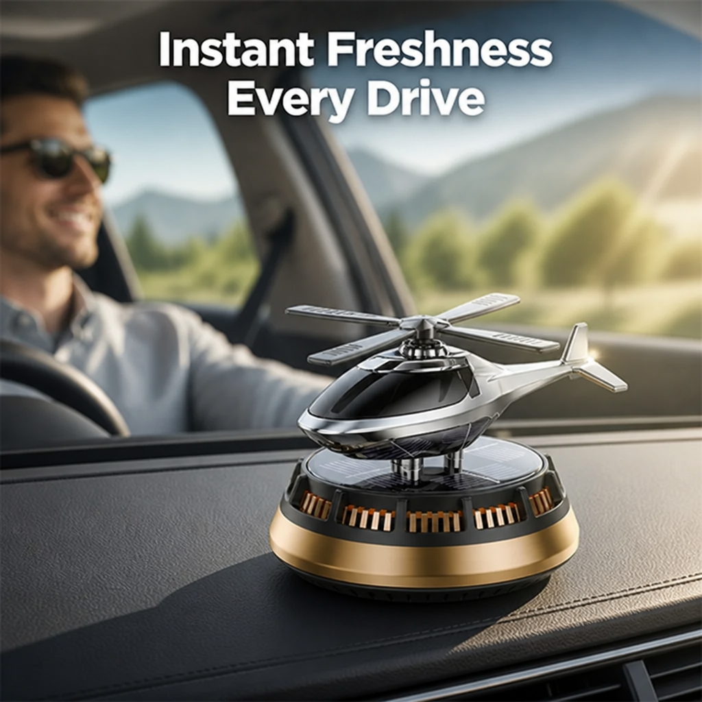 Car Air Freshener Solar Powered Spinning Disc with Replaceable Cartridge