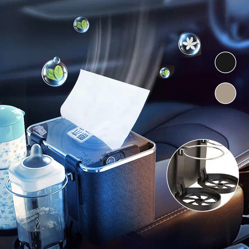 Car Armrest Storage Box ABS Plastic | Secure Strap Fit | Organises Phones, Keys, Drinks, Tissues & Essentials in Your Car