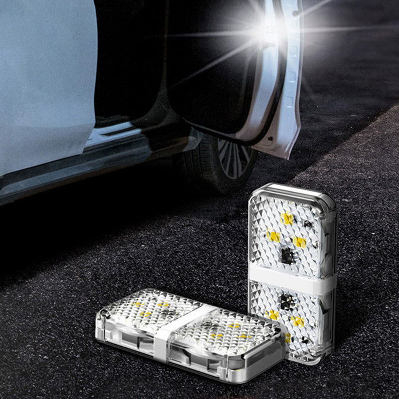 Car Door Opening Warning Light (2 Pack) | Induction Switch with 6 LED Beads | Built-In Battery, 3M Adhesive Install