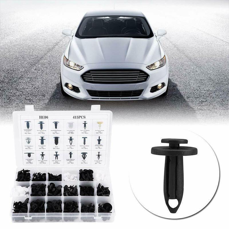 Car Fastener Clip Set Nylon | 18 Sizes, Up to 415 Pieces | Trim Removal Tool for Bumpers, Side Skirts and Panels