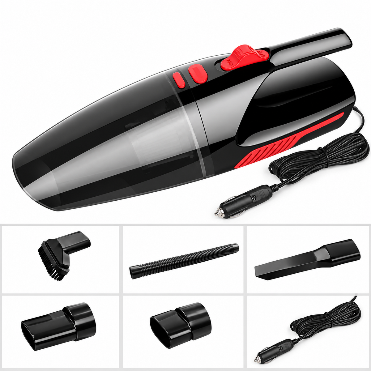 Car Vacuum Cleaner Wet and Dry Handheld | HEPA Filtration | Wired or Wireless, Crevice Tool and Extension Hose Included