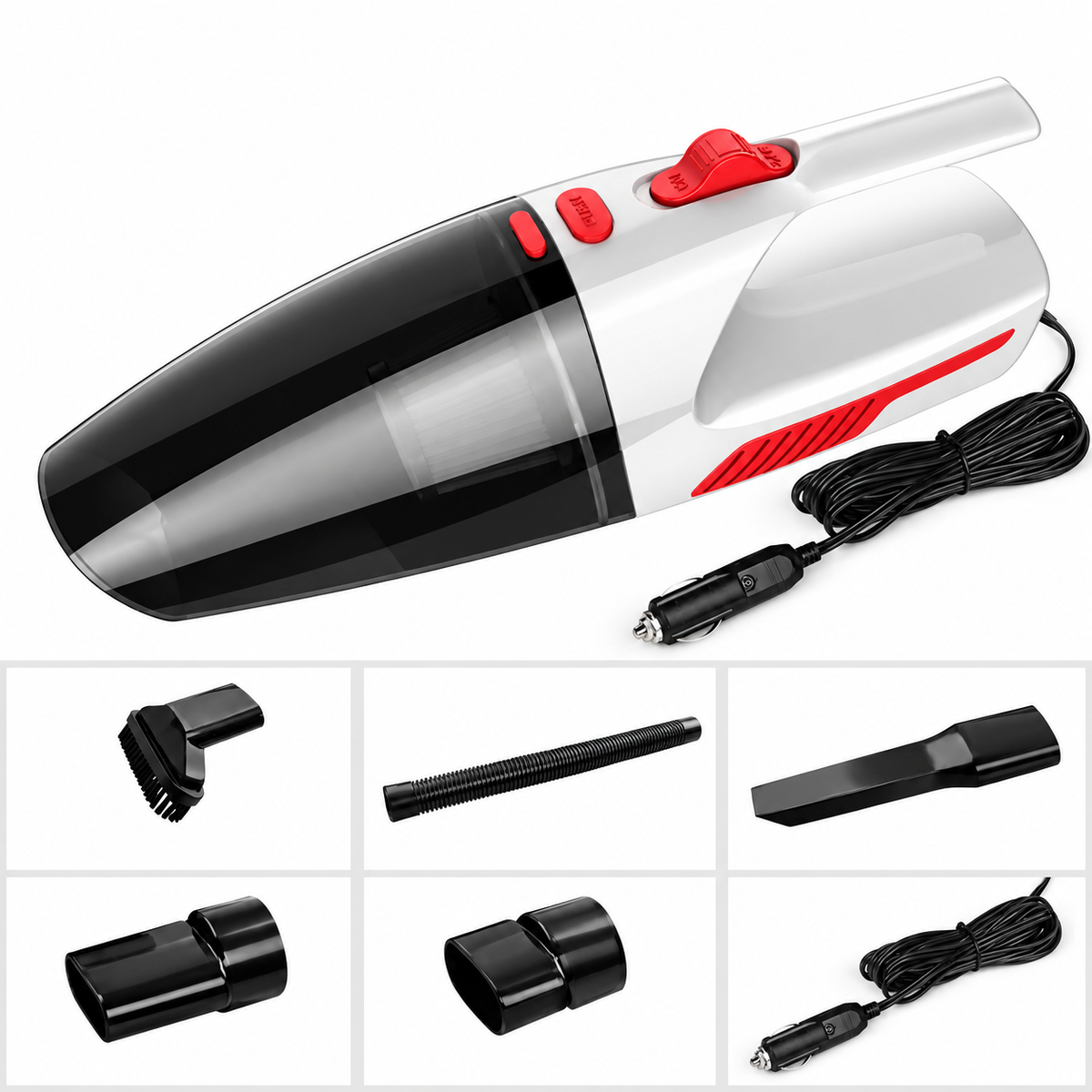 Car Vacuum Cleaner Wet and Dry Handheld | HEPA Filtration | Wired or Wireless, Crevice Tool and Extension Hose Included