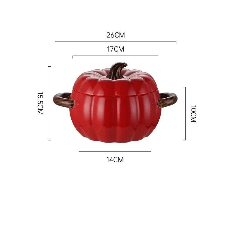 Ceramic Pumpkin Soup Bowl with Lid | Halloween Serving Pot with Side Handles | Keeps Soup, Ramen & Stew Warm Longer