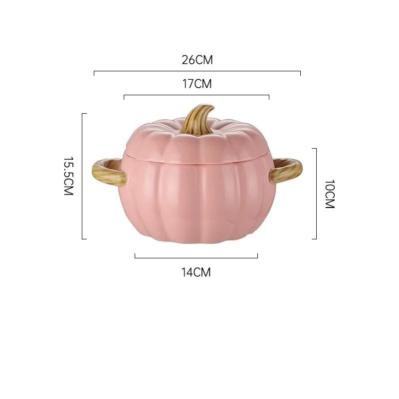 Ceramic Pumpkin Soup Bowl with Lid | Halloween Serving Pot with Side Handles | Keeps Soup, Ramen & Stew Warm Longer