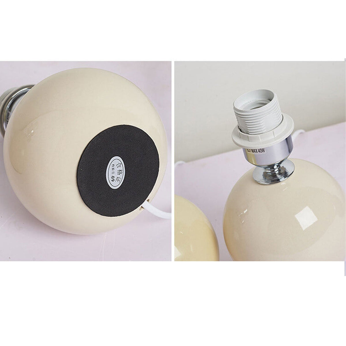 Ceramic Table Lamp | Cone-Shaped Shade, Minimalist Nordic Style Design | Plug-In Ceramic Socket, Standard Bulb Compatible