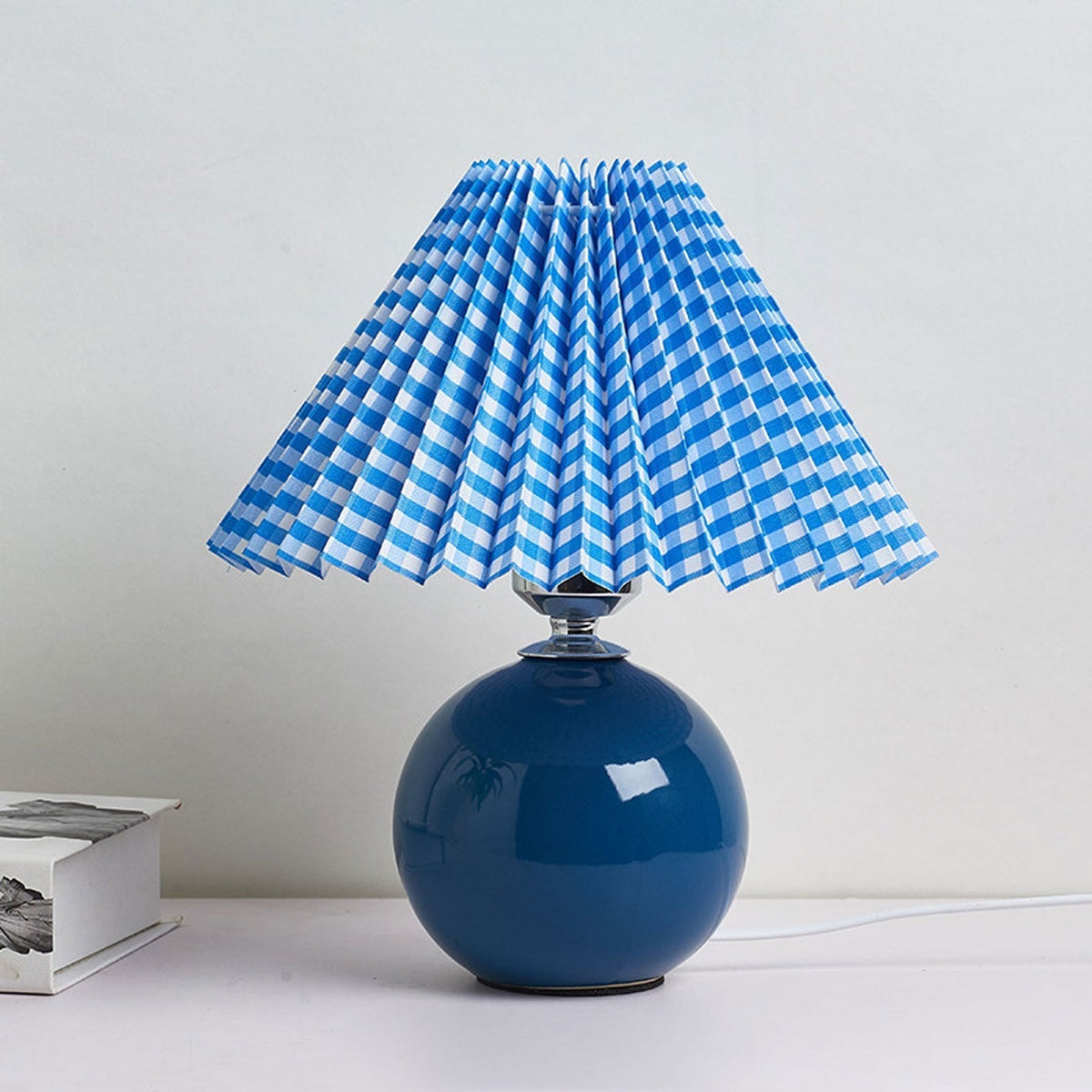 Ceramic Table Lamp | Cone-Shaped Shade, Minimalist Nordic Style Design | Plug-In Ceramic Socket, Standard Bulb Compatible