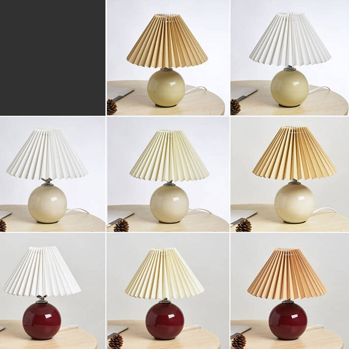 Ceramic Table Lamp | Cone-Shaped Shade, Minimalist Nordic Style Design | Plug-In Ceramic Socket, Standard Bulb Compatible