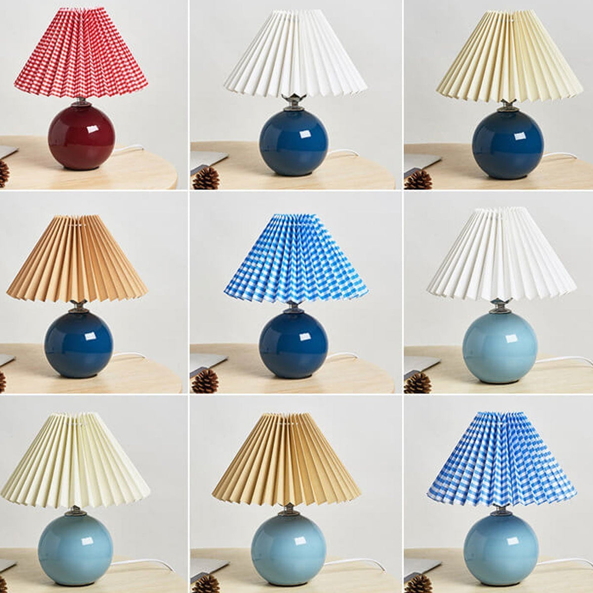 Ceramic Table Lamp | Cone-Shaped Shade, Minimalist Nordic Style Design | Plug-In Ceramic Socket, Standard Bulb Compatible