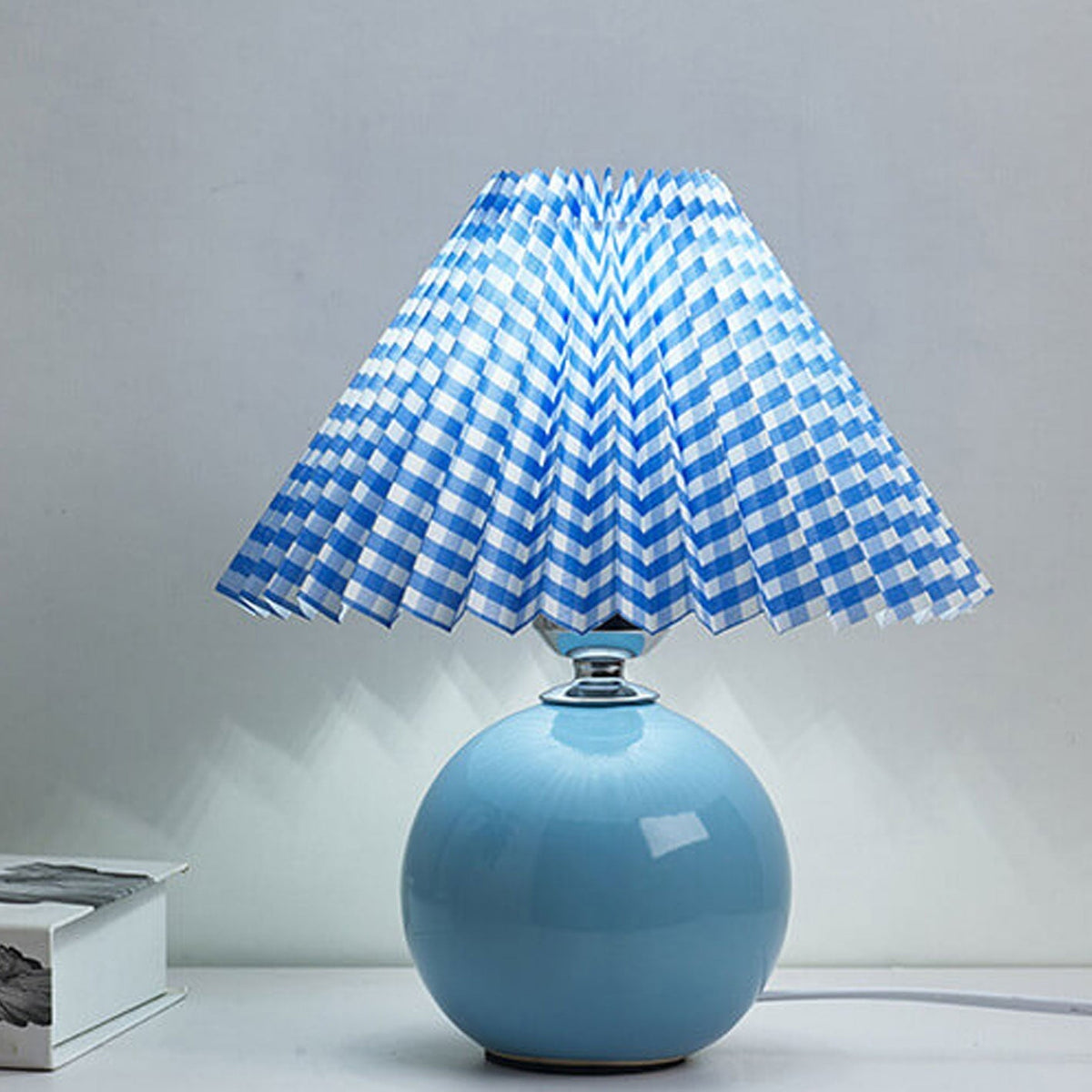 Ceramic Table Lamp | Cone-Shaped Shade, Minimalist Nordic Style Design | Plug-In Ceramic Socket, Standard Bulb Compatible