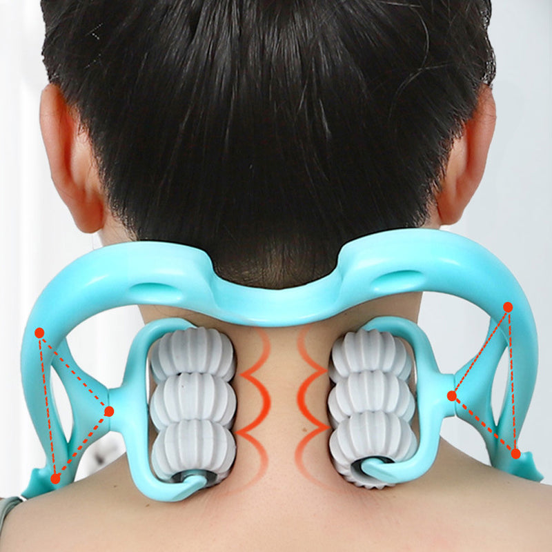 Cervical Neck Massager Roller | 6 Rotating Massage Heads | Relieves Shoulder and Neck Tension Anytime Anywhere