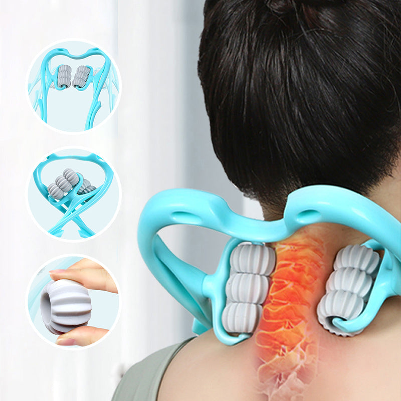 Cervical Neck Massager Roller | 6 Rotating Massage Heads | Relieves Shoulder and Neck Tension Anytime Anywhere