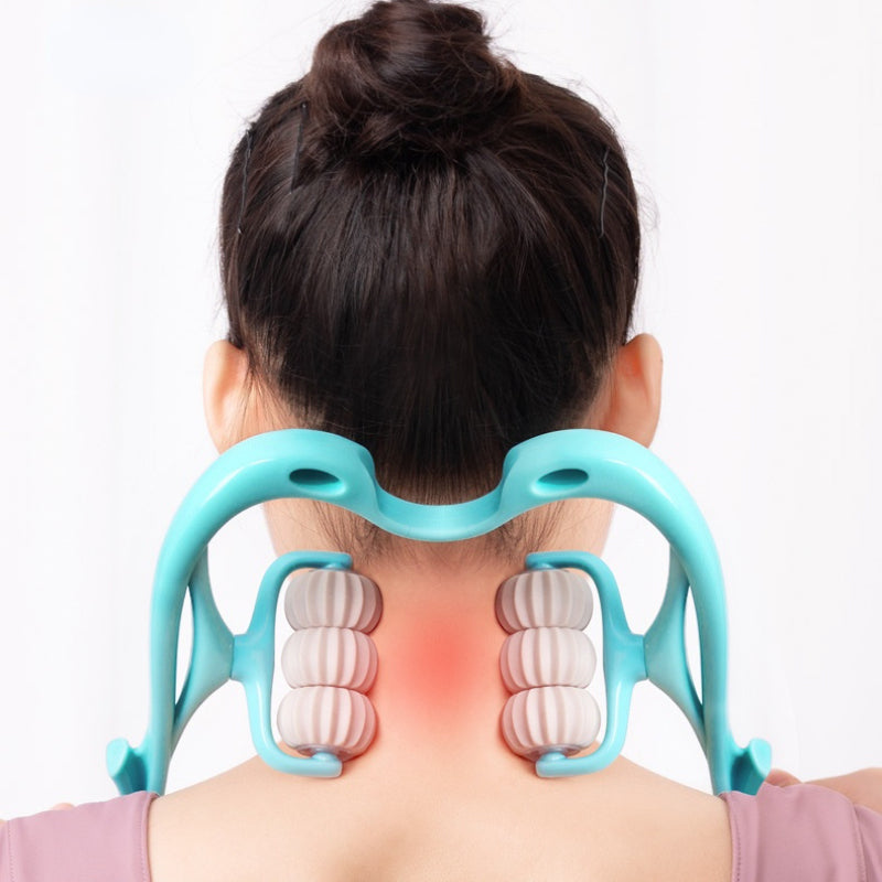 Cervical Neck Massager Roller | 6 Rotating Massage Heads | Relieves Shoulder and Neck Tension Anytime Anywhere