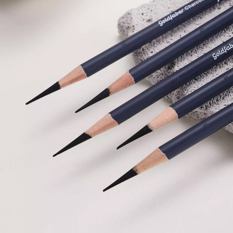 Charcoal Graphite Sketching Pencil Set 5 Piece | Smooth Blending and Shading Control | Break-Resistant for Detailed Drawing