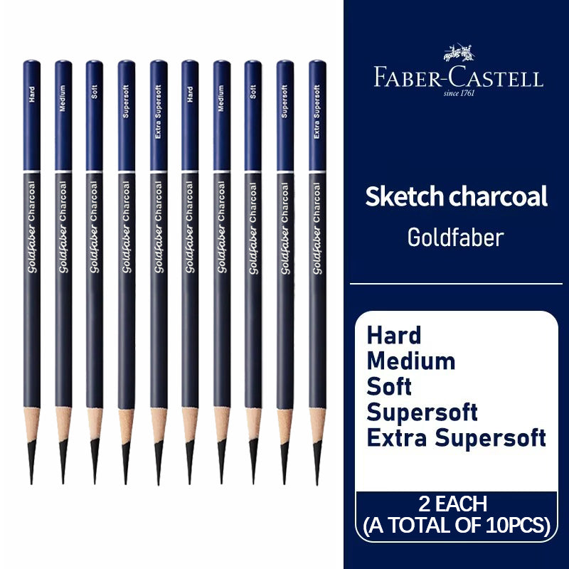Charcoal Graphite Sketching Pencil Set 5 Piece | Smooth Blending and Shading Control | Break-Resistant for Detailed Drawing