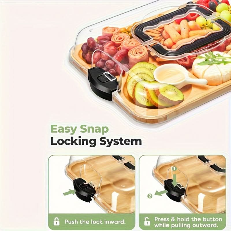 Cheese Board Portable Dual-Surface Reversible with Snap-On Closure